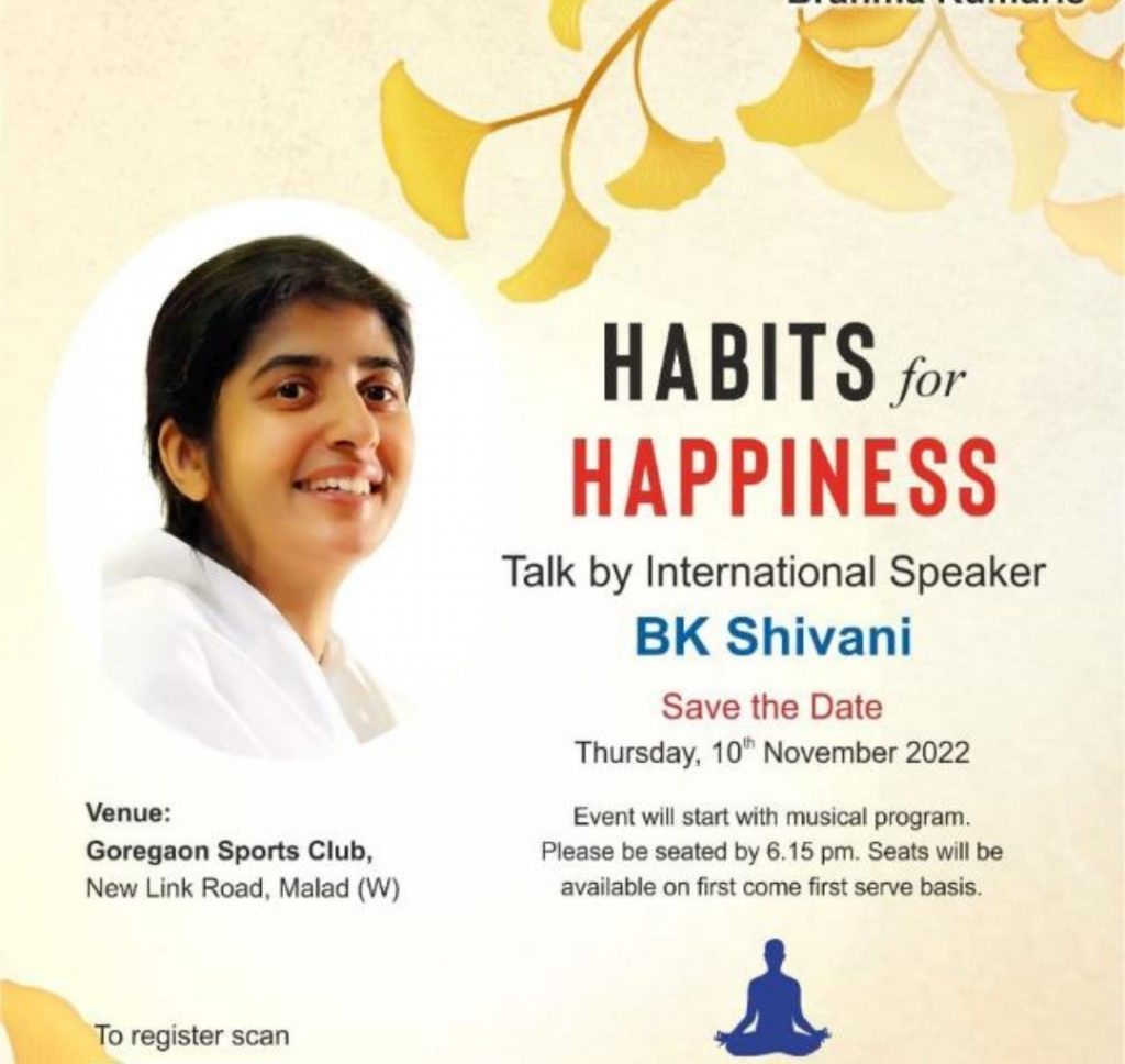 LIVE 10-Nov-2022,06.00pm :  BK Shivani I HABITS FOR HAPPINESS | MUMBAI